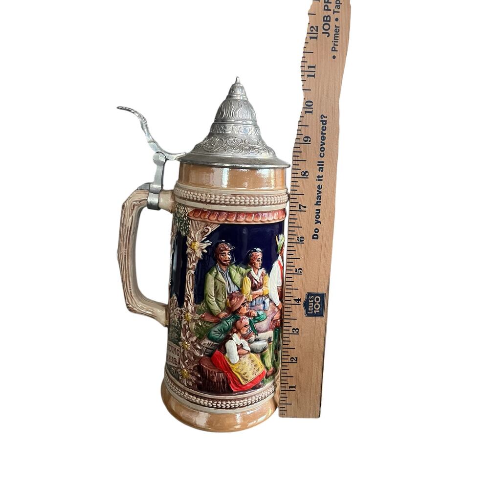 Vtg Gerz German Beer Stein Pewter Lid Tall Feast Celebration Oktoberfest 3 Liter - Picture 8 of 8